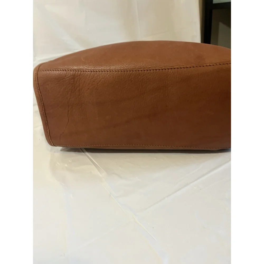 AMERICAN LEATHER CO. Lenox Leather Satchel brandy smooth leather